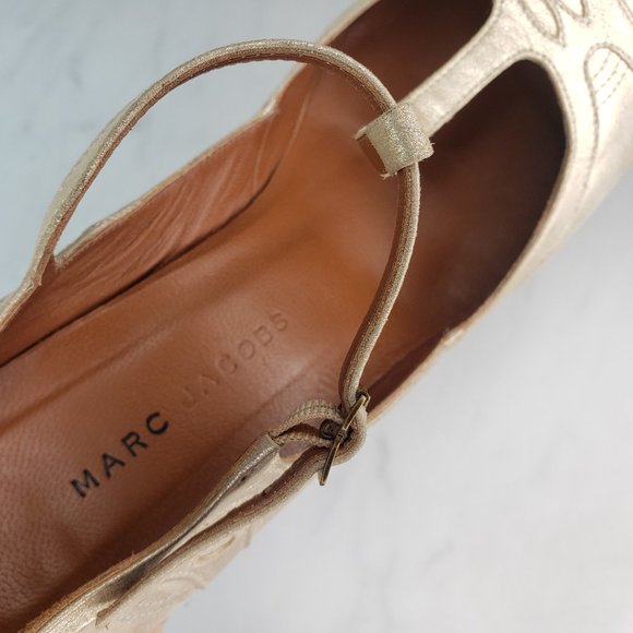 Marc Jacobs T-Strap Heels in Gold Champagne EUC - Picture 12 of 15